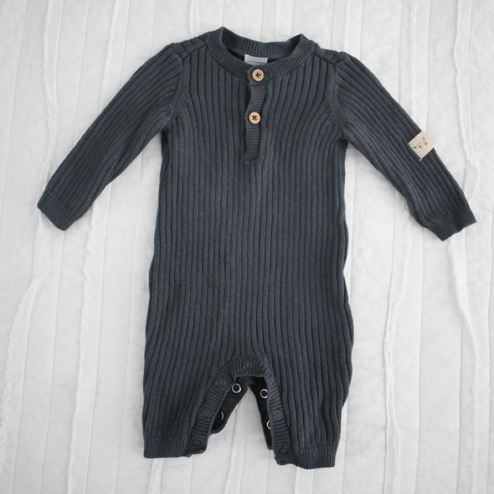 Unbranded Navy Ribbed Knit One-Piece for Kids